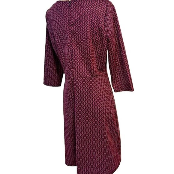 Talbots Burgundy Navy 3/4 Sleeve Dress NWOT New Size medium - Picture 2 of 5
